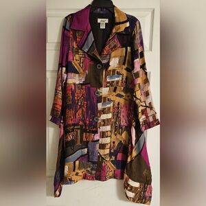 ANEA. A Women's Magenta Tan Black Waterfall Cardigan SIZE MEDIUM Pre-Owned